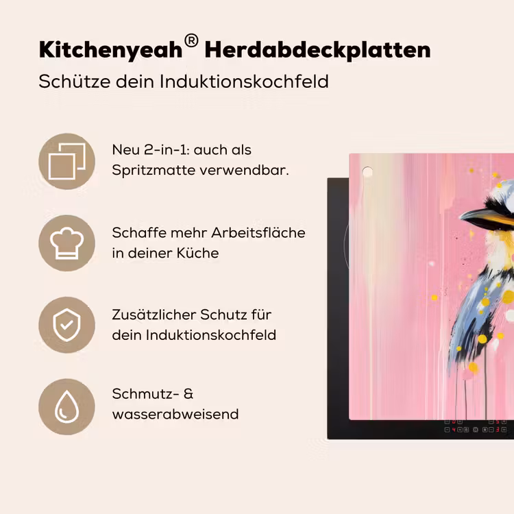 Vogel - Roze - Geel - Blauw Inductie beschemer met haakjes klein -ky-usp-de