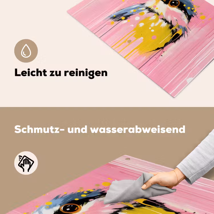 Vogel - Roze - Geel - Blauw Inductie beschemer met haakjes klein -ky-schoon-de