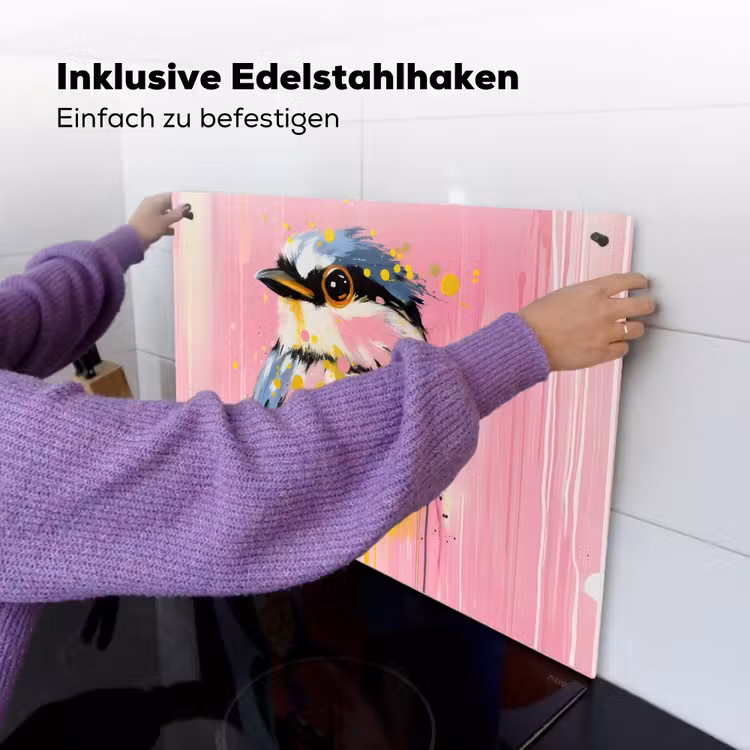 Vogel - Roze - Geel - Blauw Inductie beschemer met haakjes klein -ky-ophangen-de