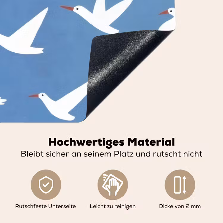 Vogels - Wit - Patroon Inductie beschemer met haakjes klein -ky-onderkant-de