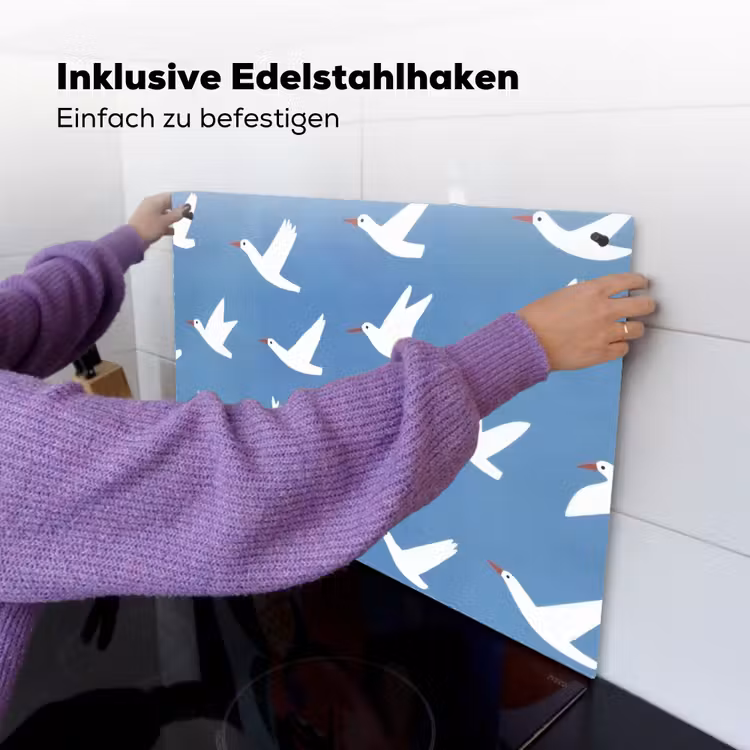 Vogels - Wit - Patroon Inductie beschemer met haakjes klein -ky-ophangen-de