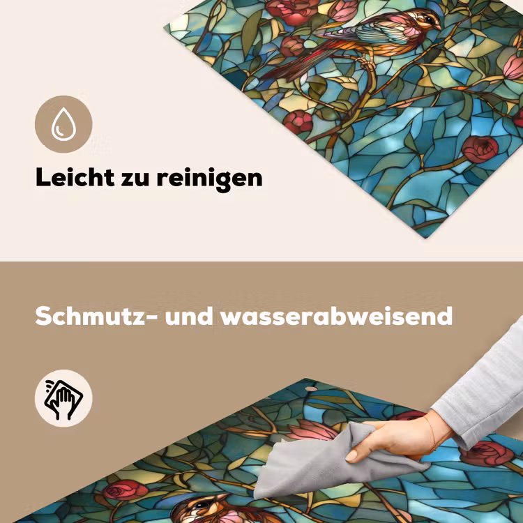 Vogel - Tak - Rozen - Mozaïek Inductie beschemer met haakjes klein -ky-schoon-de