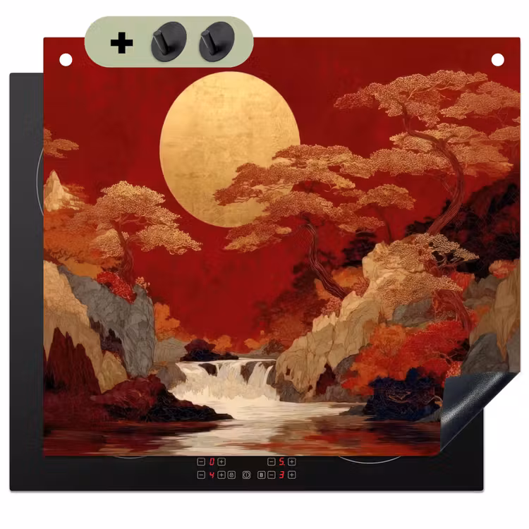 Volle maan - Landschap - Waterval Inductie beschemer met haakjes middel -3d