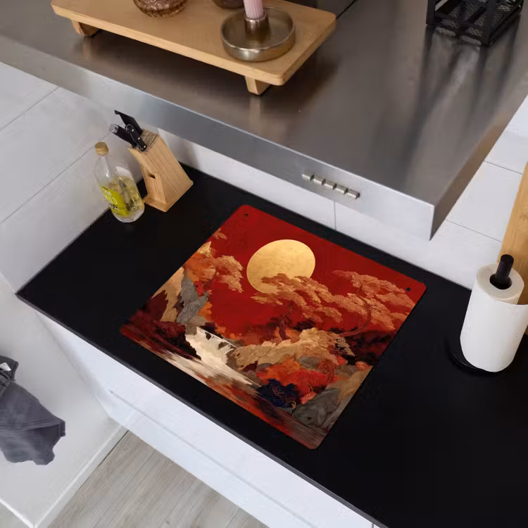 Volle maan - Landschap - Waterval Inductie beschemer met haakjes middel -sfeer1