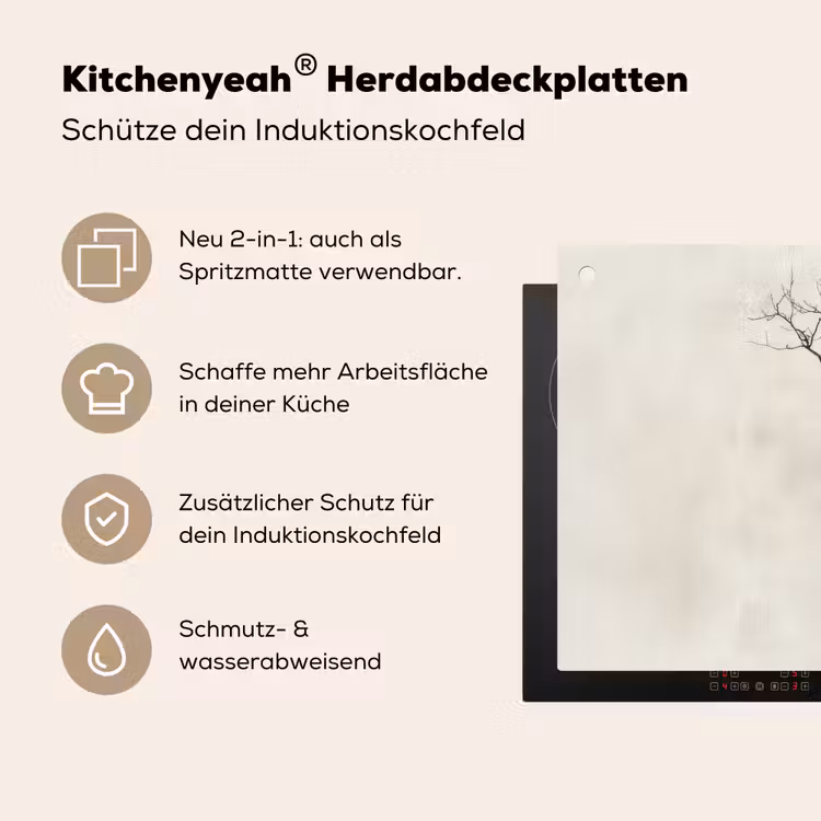 Wabi sabi - Plant - Beige Inductie beschemer met haakjes klein -ky-usp-de