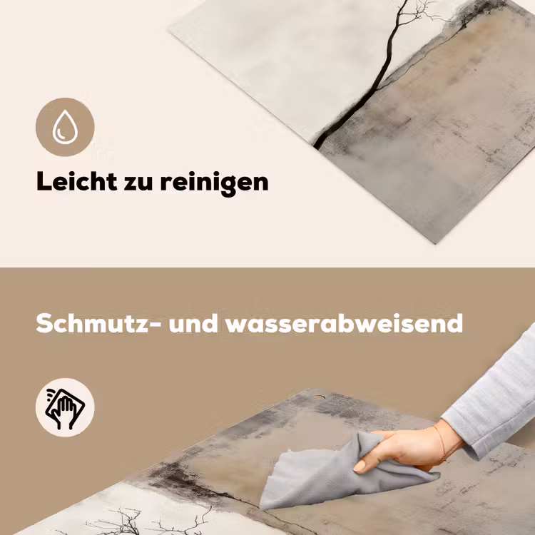 Wabi sabi - Plant - Beige Inductie beschemer met haakjes klein -ky-schoon-de