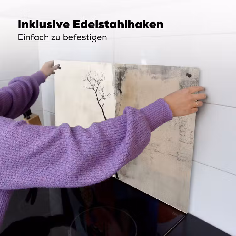 Wabi sabi - Plant - Beige Inductie beschemer met haakjes klein -ky-ophangen-de