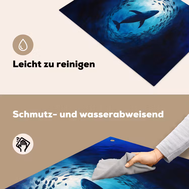 Walvis - Vissen - Donkerblauw Inductie beschemer met haakjes klein -ky-schoon-de