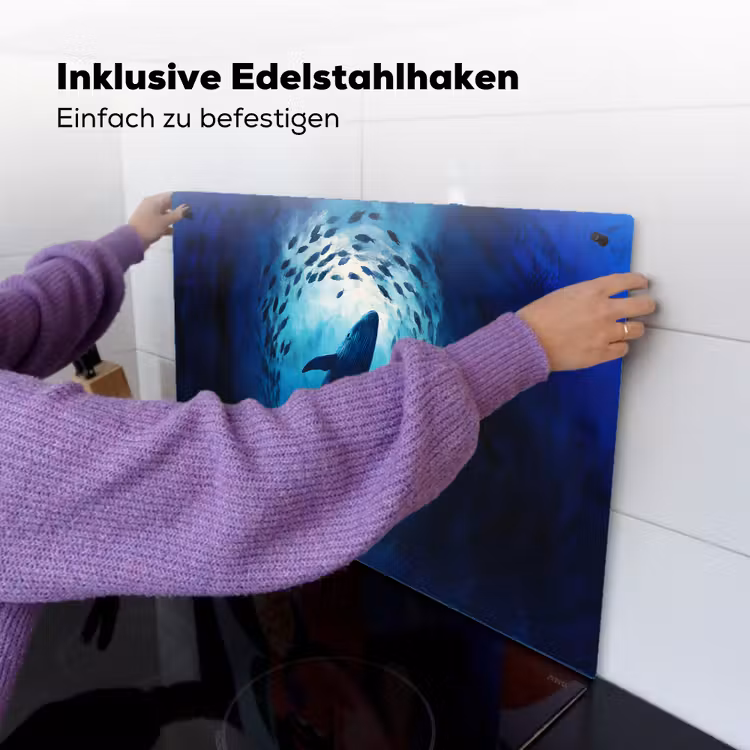 Walvis - Vissen - Donkerblauw Inductie beschemer met haakjes klein -ky-ophangen-de