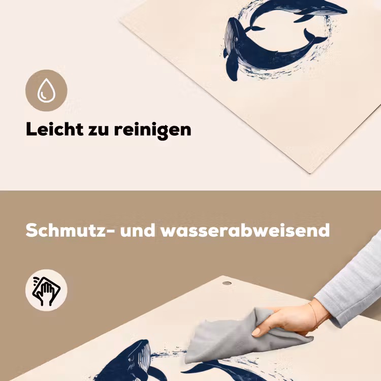 Walvissen - Spetters - Cirkel - Donkerblauw Inductie beschemer met haakjes klein -ky-schoon-de