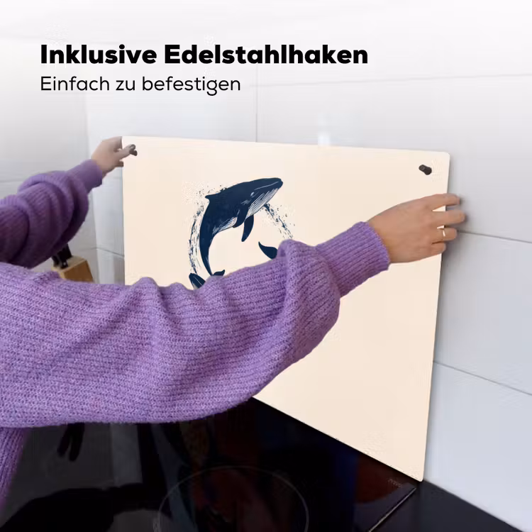 Walvissen - Spetters - Cirkel - Donkerblauw Inductie beschemer met haakjes klein -ky-ophangen-de