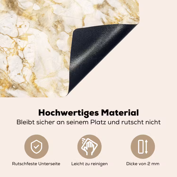 Warm - Gouden - Marmer - Patroon Inductie beschemer met haakjes klein 777 -ky-onderkant-de