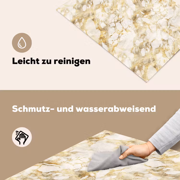 Warm - Gouden - Marmer - Patroon Inductie beschemer met haakjes klein 777 -ky-schoon-de