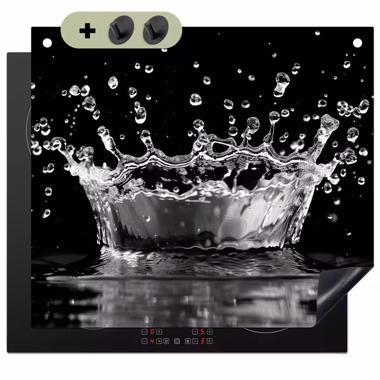 Water - Zwart - Abstract Inductie beschemer met haakjes middel -3d