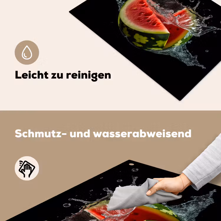 Watermeloen - Zwart - Water - Fruit - Meloen Inductie beschemer met haakjes klein -ky-schoon-de