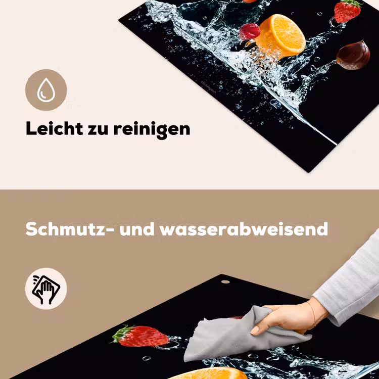 Watersplash - Fruit - Zwart Inductie beschemer met haakjes klein -ky-schoon-de