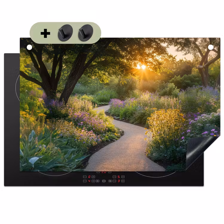 Pad - Bloemen - Park Inductie beschemer met haakjes klein -3d