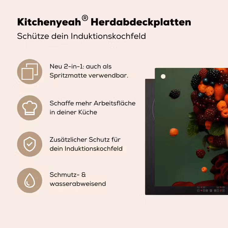 Vrouw - Aardbeien - Frambozen - Bramen - Bessen Inductie beschemer met haakjes klein -ky-usp-de
