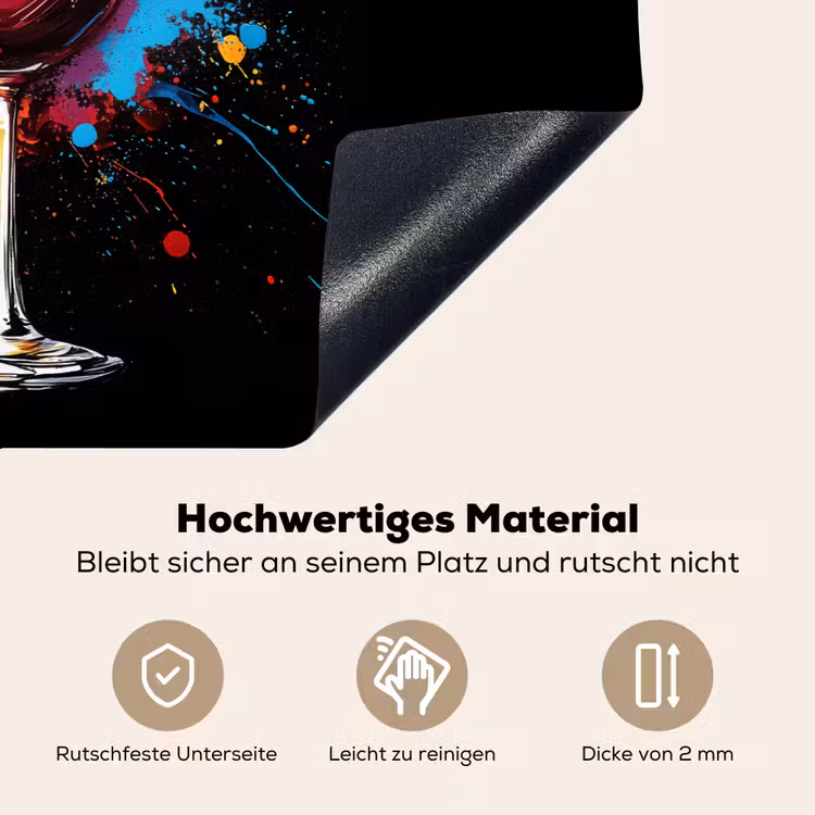 Wijn - Glas - Graffiti - Borrel - Rood - Verf Inductie beschemer met haakjes klein -ky-onderkant-de