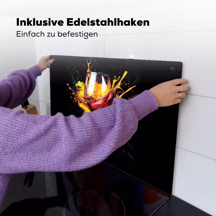 Wijn - Glas - Graffiti - Borrel - Rood - Verf Inductie beschemer met haakjes klein -ky-ophangen-de
