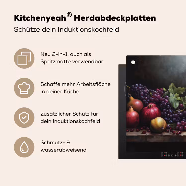Wijn - Fruit - Stilleven Inductie beschemer met haakjes klein -ky-usp-de