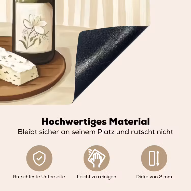 Wijn - Druiven - Kaas - Bladeren Inductie beschemer met haakjes klein -ky-onderkant-de
