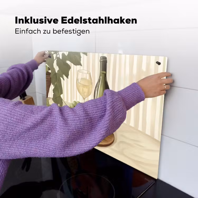 Wijn - Druiven - Kaas - Bladeren Inductie beschemer met haakjes klein -ky-ophangen-de