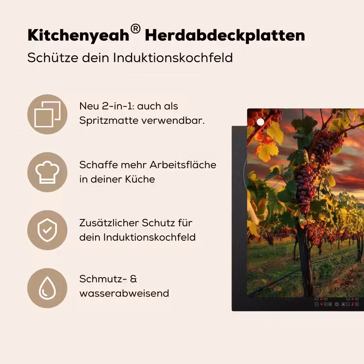 Wijngaard - Druiven - Zonsondergang Inductie beschemer met haakjes klein -ky-usp-de