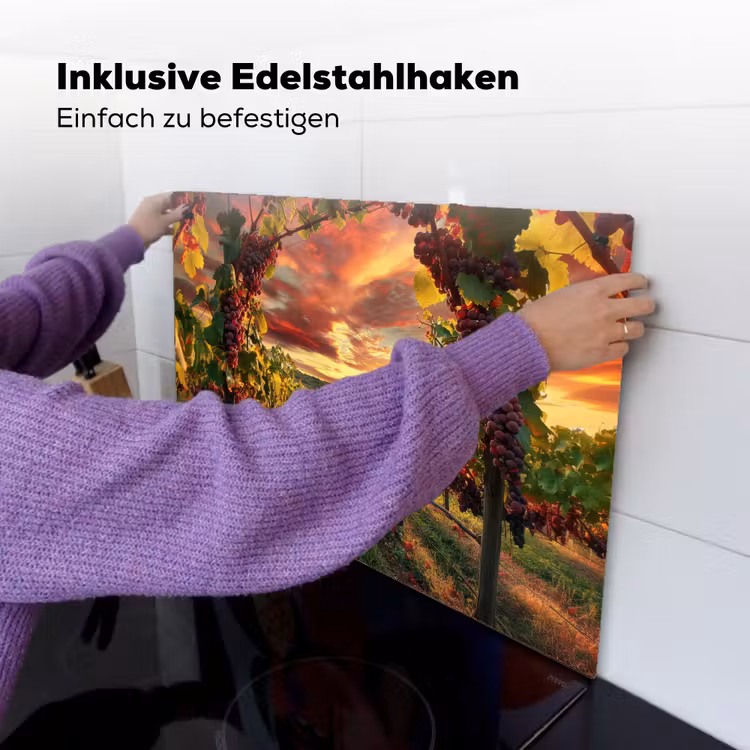 Wijngaard - Druiven - Zonsondergang Inductie beschemer met haakjes klein -ky-ophangen-de
