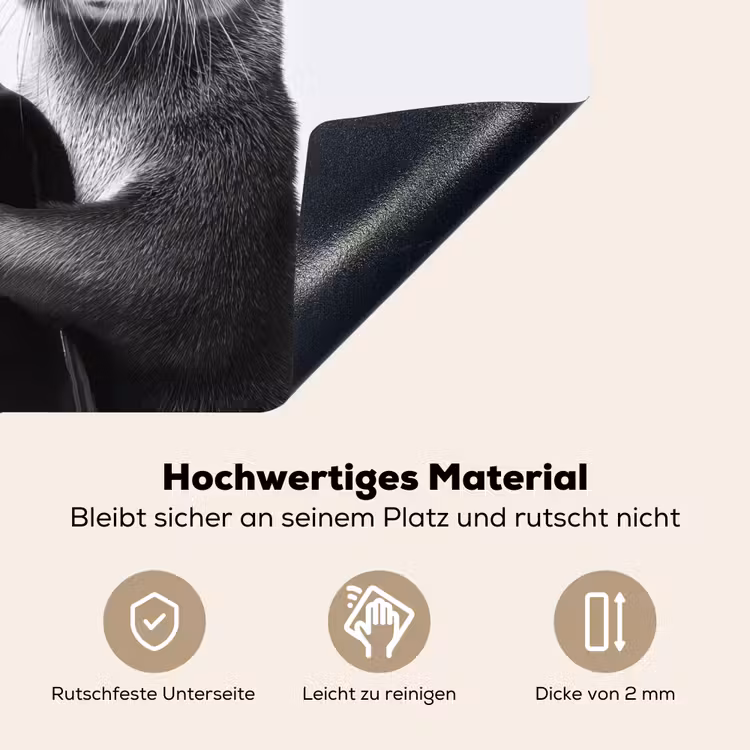 Wijnfles - Otter - Zwart Inductie beschemer met haakjes middel -ky-onderkant-de