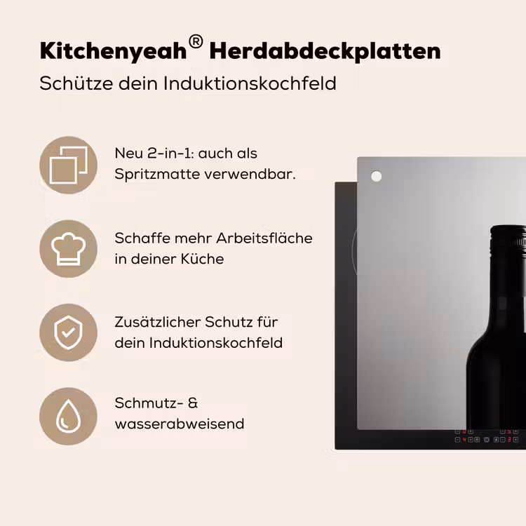 Wijnflessen - Zwart - Minimalistisch Inductie beschemer met haakjes klein -ky-usp-de