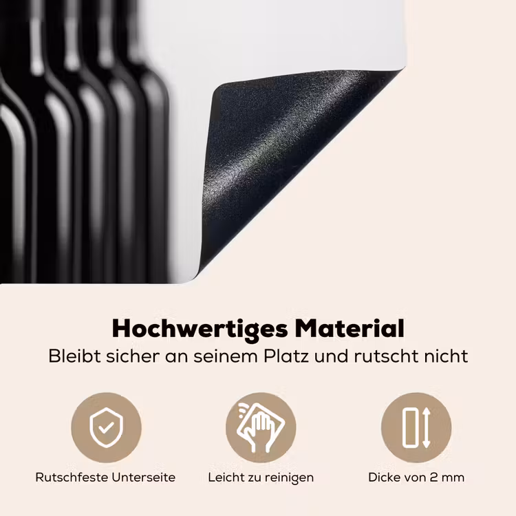 Wijnflessen - Zwart - Minimalistisch Inductie beschemer met haakjes klein -ky-onderkant-de