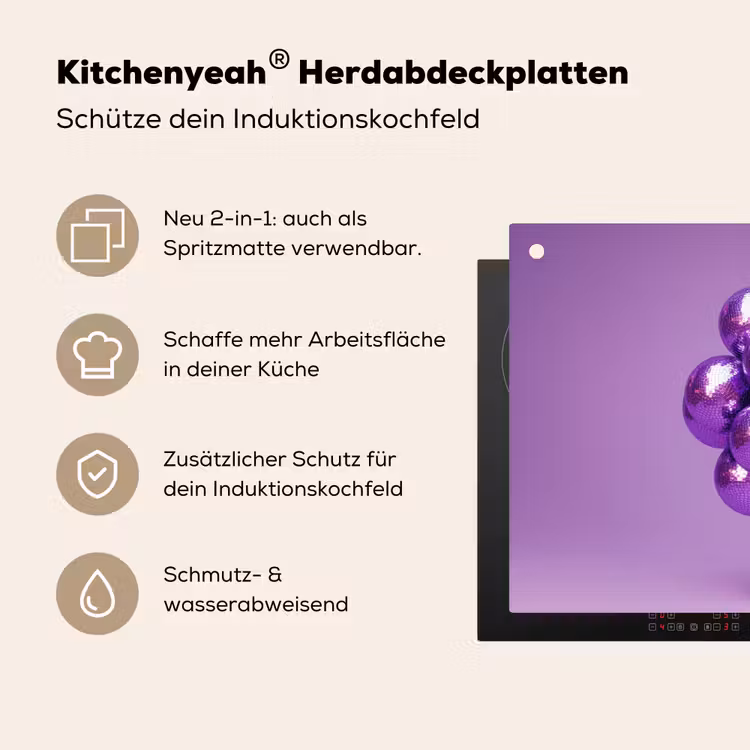 Druif - Disco - Glitter - Paars Inductie beschemer met haakjes klein -ky-usp-de