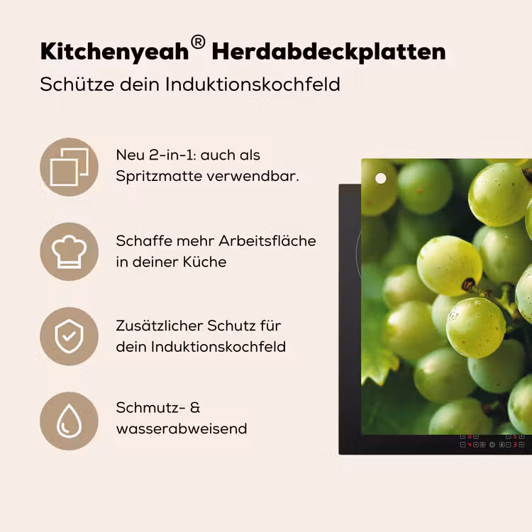 Druiven - Tros - Groen Inductie beschemer met haakjes klein -ky-usp-de