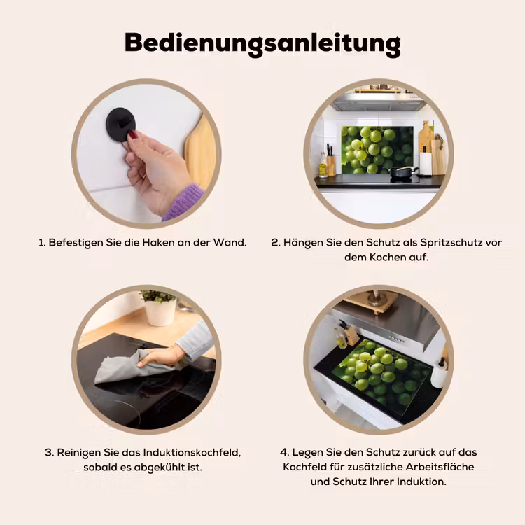 Druiven - Tros - Groen Inductie beschemer met haakjes klein -ky-gebruik-de