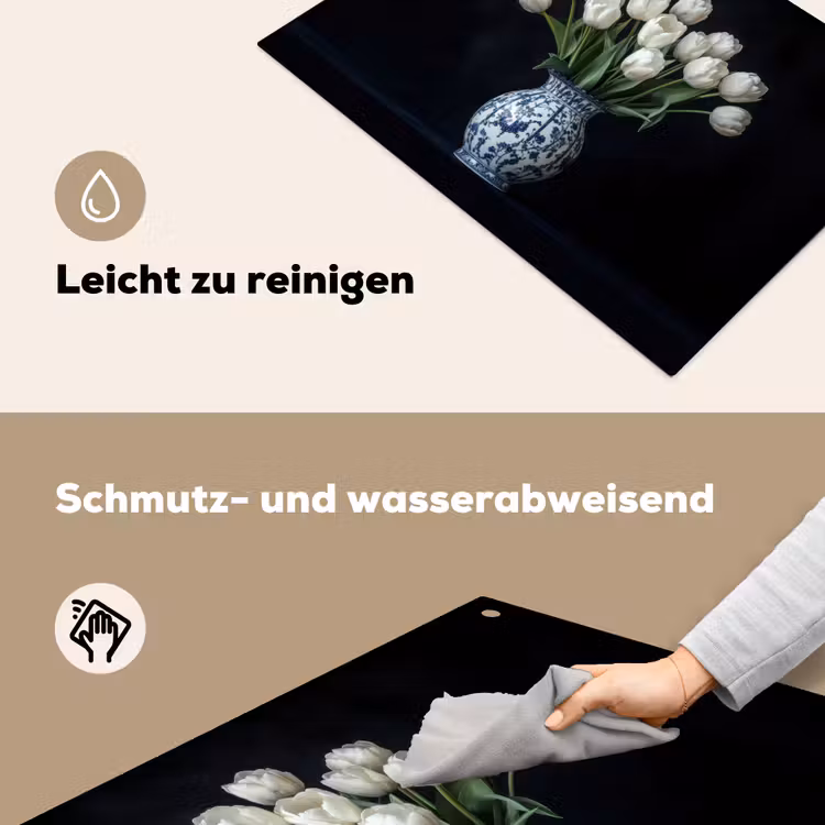 Wit - Bloemen - Tulpen - Vaas Inductie beschemer met haakjes klein -ky-schoon-de