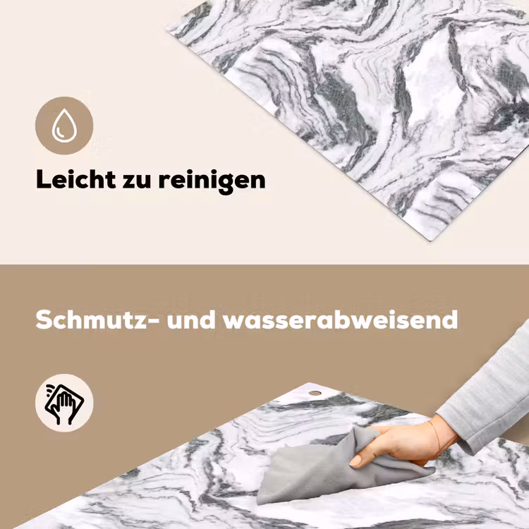 Wit - Marmer - Golvend - Grafiet Inductie beschemer met haakjes klein 777 -ky-schoon-de