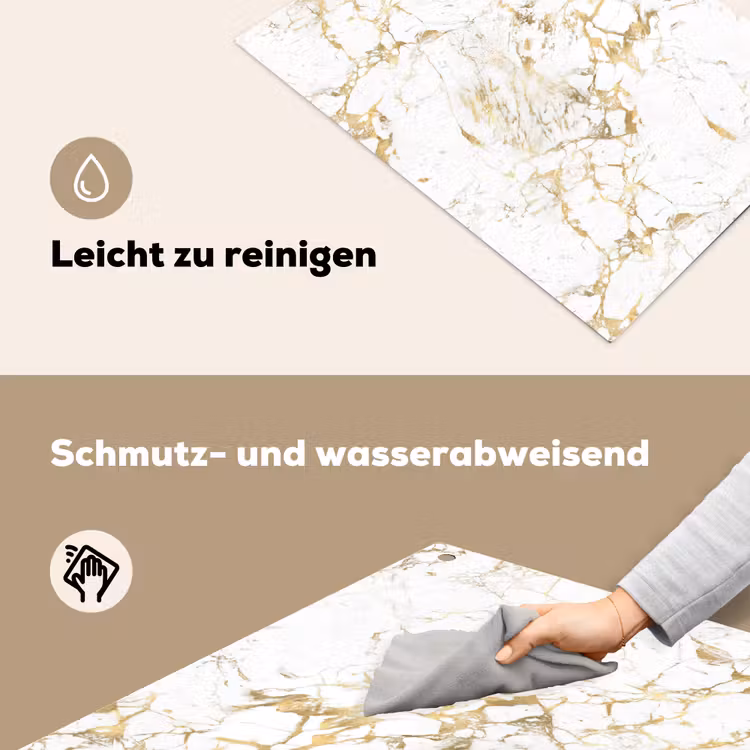 Wit - Marmer - Luxe - Goud Inductie beschemer met haakjes klein 777 -ky-schoon-de