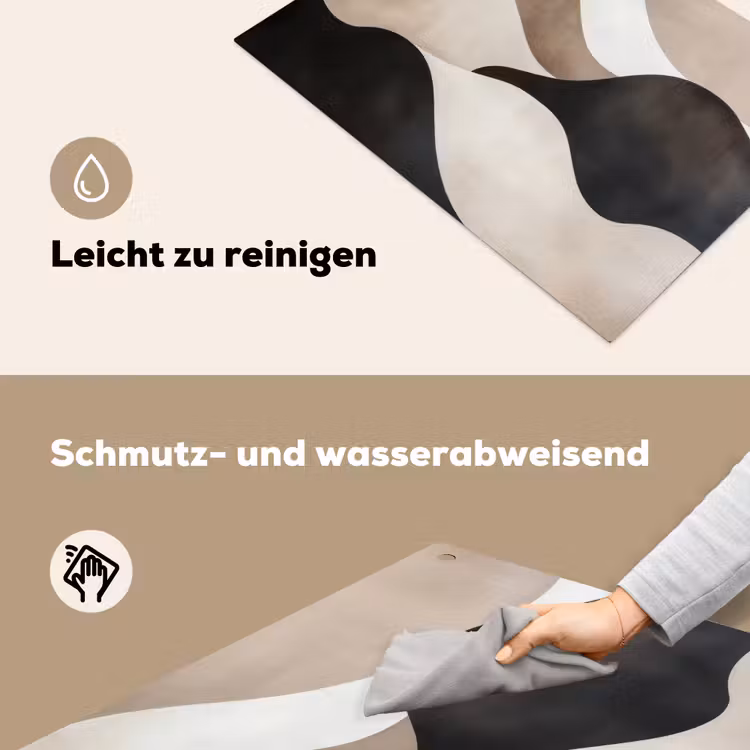 Golven - Abstract - Beige Inductie beschemer met haakjes klein -ky-schoon-de