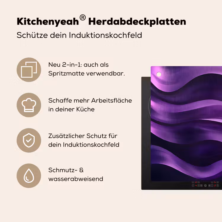 Golven - Abstract - Paars Inductie beschemer met haakjes klein -ky-usp-de