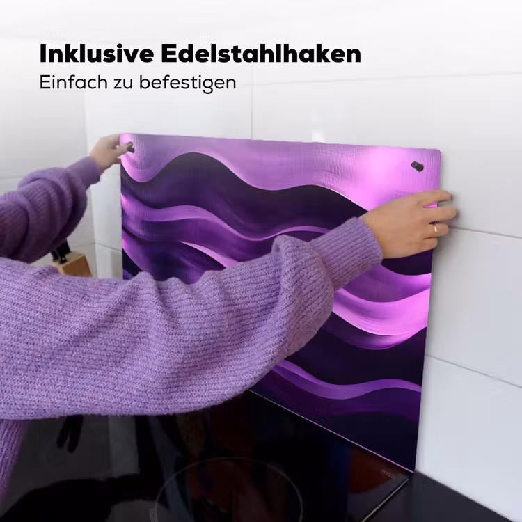 Golven - Abstract - Paars Inductie beschemer met haakjes klein -ky-ophangen-de