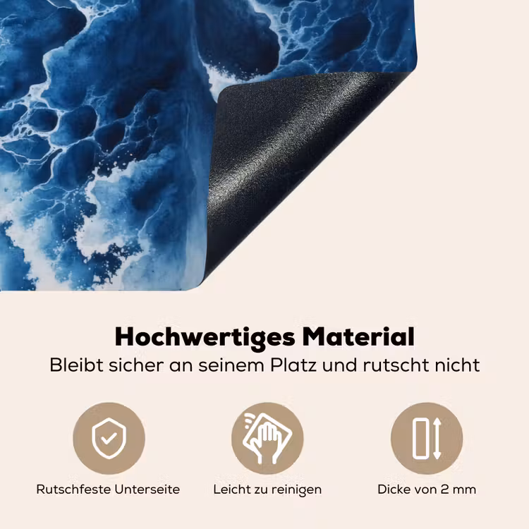 Golven - Blauw - Schuim Inductie beschemer met haakjes klein -ky-onderkant-de