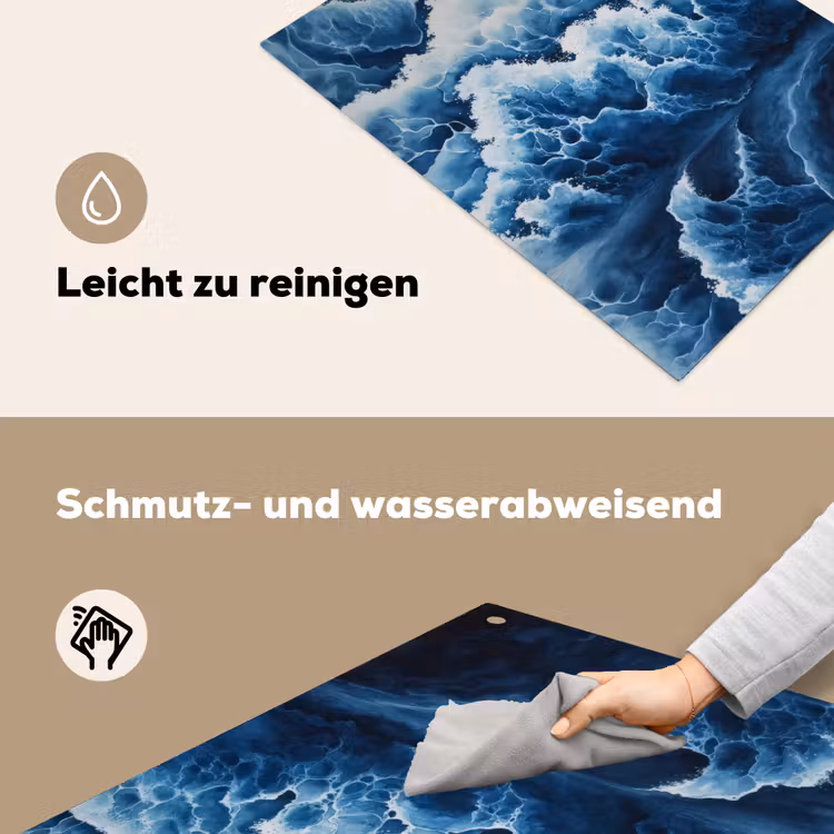 Golven - Blauw - Schuim Inductie beschemer met haakjes klein -ky-schoon-de