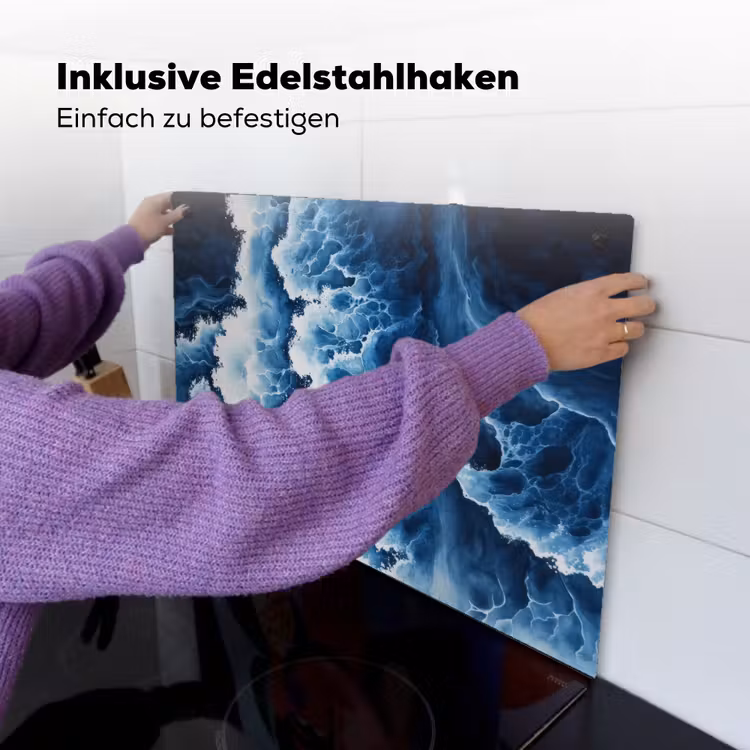 Golven - Blauw - Schuim Inductie beschemer met haakjes klein -ky-ophangen-de