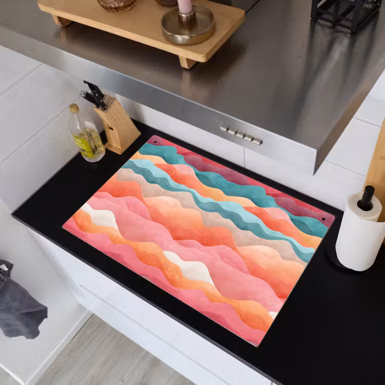 Golven - Kleurrijk - Abstract Inductie beschemer met haakjes klein -sfeer1