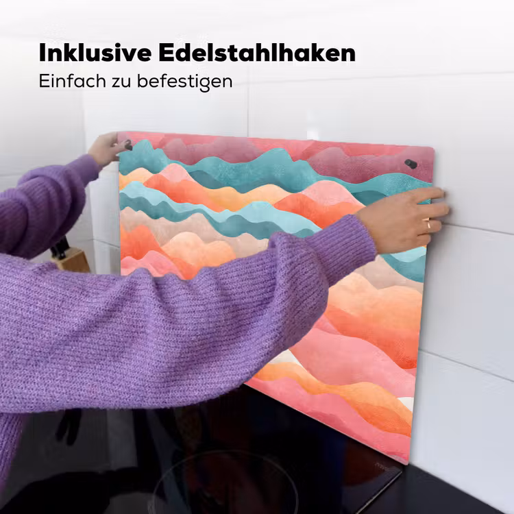 Golven - Kleurrijk - Abstract Inductie beschemer met haakjes klein -ky-ophangen-de