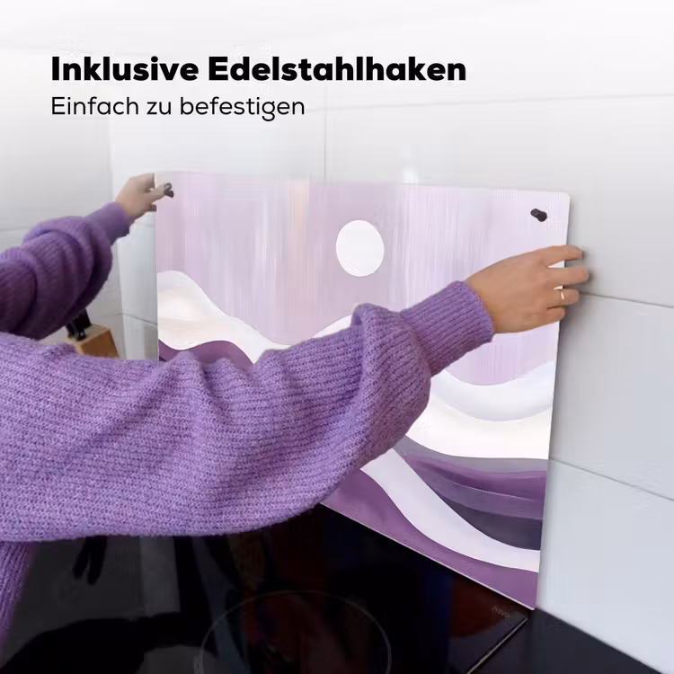 Golven - Heuvels - Abstract - Paars Inductie beschemer met haakjes klein -ky-ophangen-de
