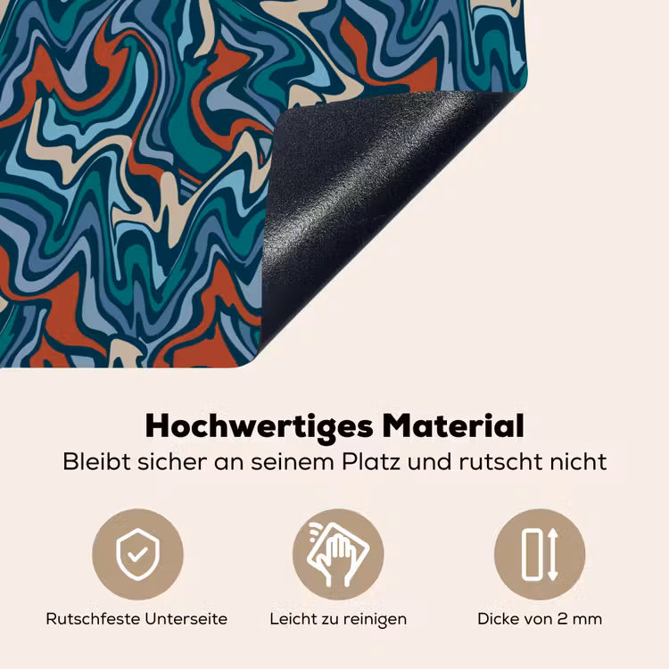 Golven - Retro - Blauw - Patroon Inductie beschemer met haakjes klein 777 -ky-onderkant-de