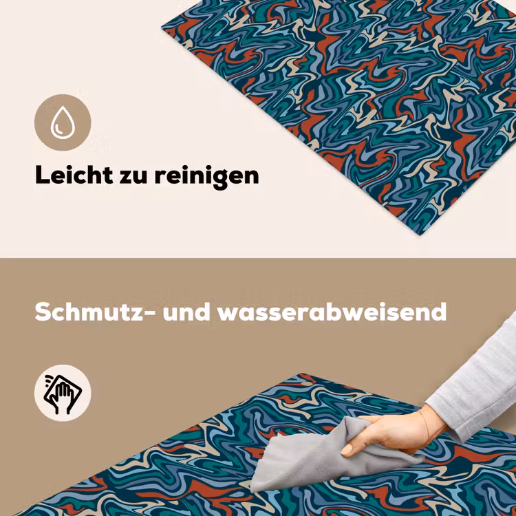 Golven - Retro - Blauw - Patroon Inductie beschemer met haakjes klein 777 -ky-schoon-de