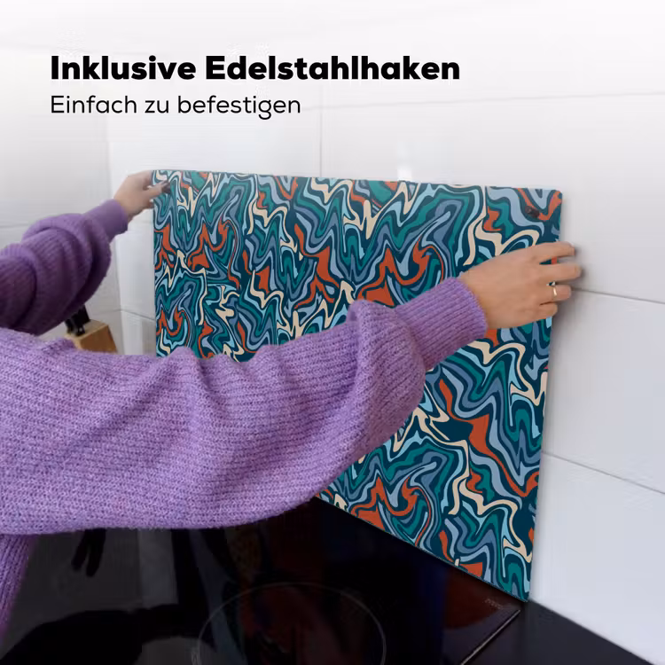 Golven - Retro - Blauw - Patroon Inductie beschemer met haakjes klein 777 -ky-ophangen-de